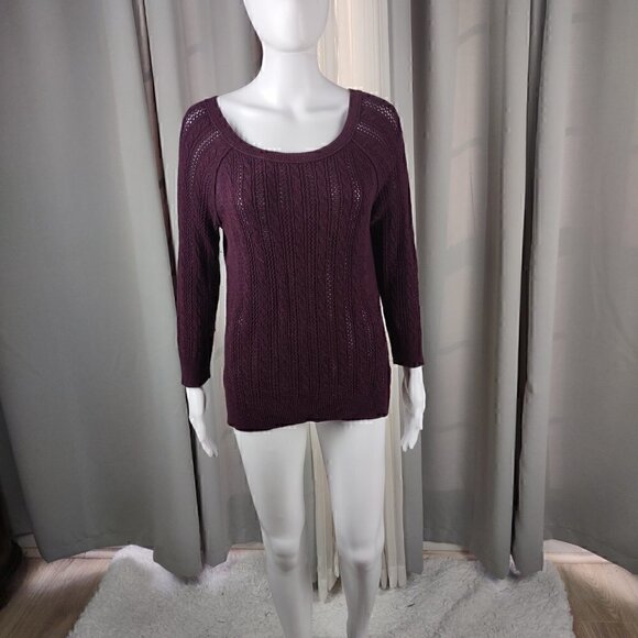American Eagle Dark Purple Cotton Blend Knit Pullover Sweater Size SP - Picture 1 of 10
